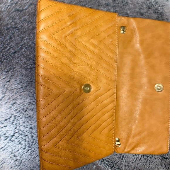 Chevron Leather Orange Clutch - Picture 5 of 8